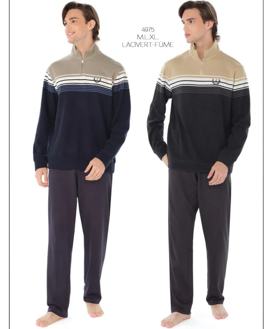 Feyza Women's Navy Two-Piece Cotton Blend Homewear Set